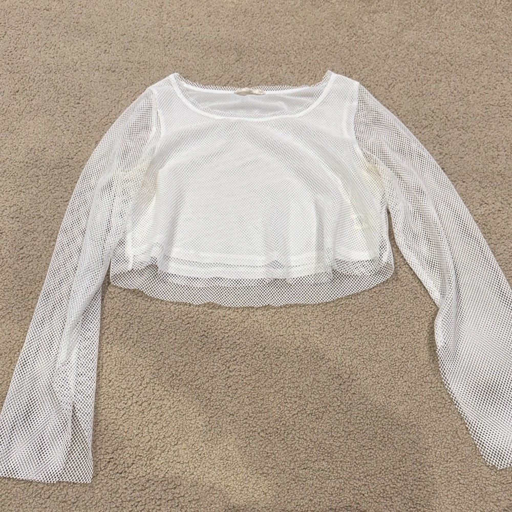 Elegant White Mesh Crop Top